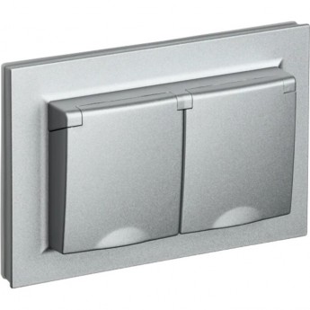 Розетка 2-местная с заземлением с защитными шторками и крышкой 16А в сборе IP44 РСбш12-3-44-БрА алюминий IEK BRITE BR-R26-16-44-K47-F Розетка 2-местная с заземлением с защитными шторками и крышкой 16А в сборе IP44 РСбш12-3-44-БрА алюминий IEK BRITE BR-R26-16-44-K47-F