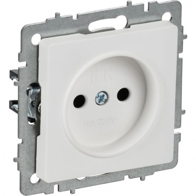 Розетка IEK BRITE РС10-1-0-БрАБ 10А без заземл. без защ. шторок механизм арктич. белая BR-R10-10-K91