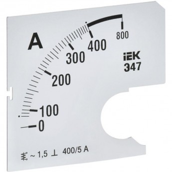 Шкала сменная для амперметра IEK э47 400/5а-1,5 72x72мм IPA10D-SC-0400